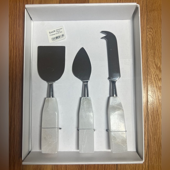 NWT Alabaster and stainless Steel Cheese Knives Serving Set. - Picture 2 of 9